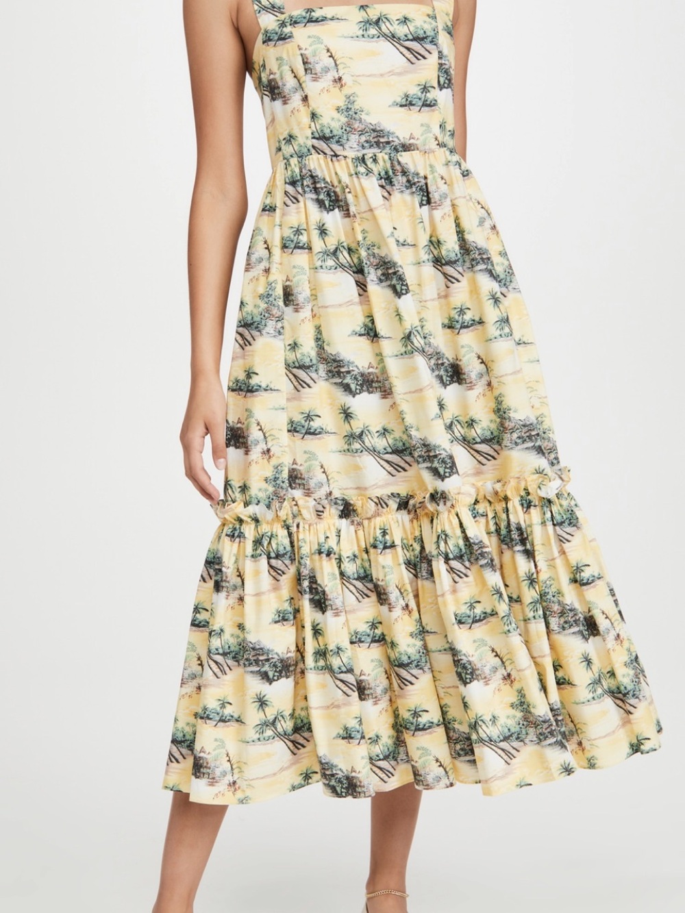 Cara Cara Yellow Tropical Print Maxi Dress
